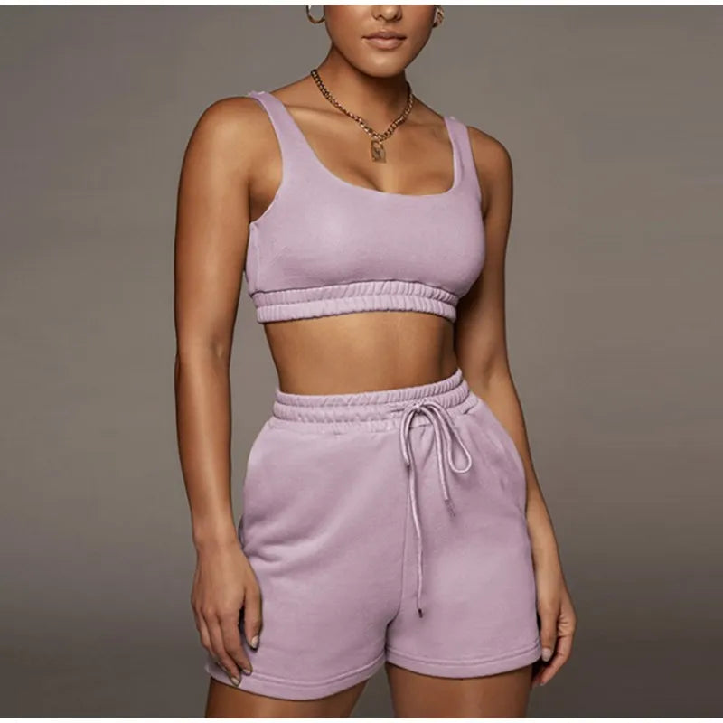 Iris Crop Top & Athleisure Shorts Set