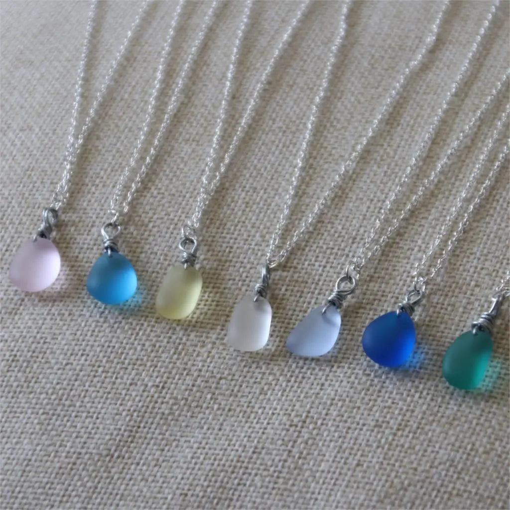 Natural Sea Glass Pendant Necklace