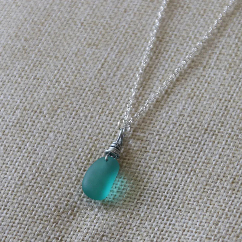 Natural Sea Glass Pendant Necklace
