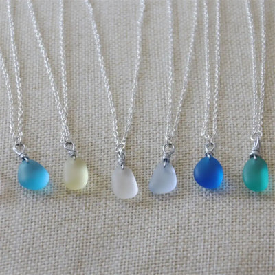 Natural Sea Glass Pendant Necklace