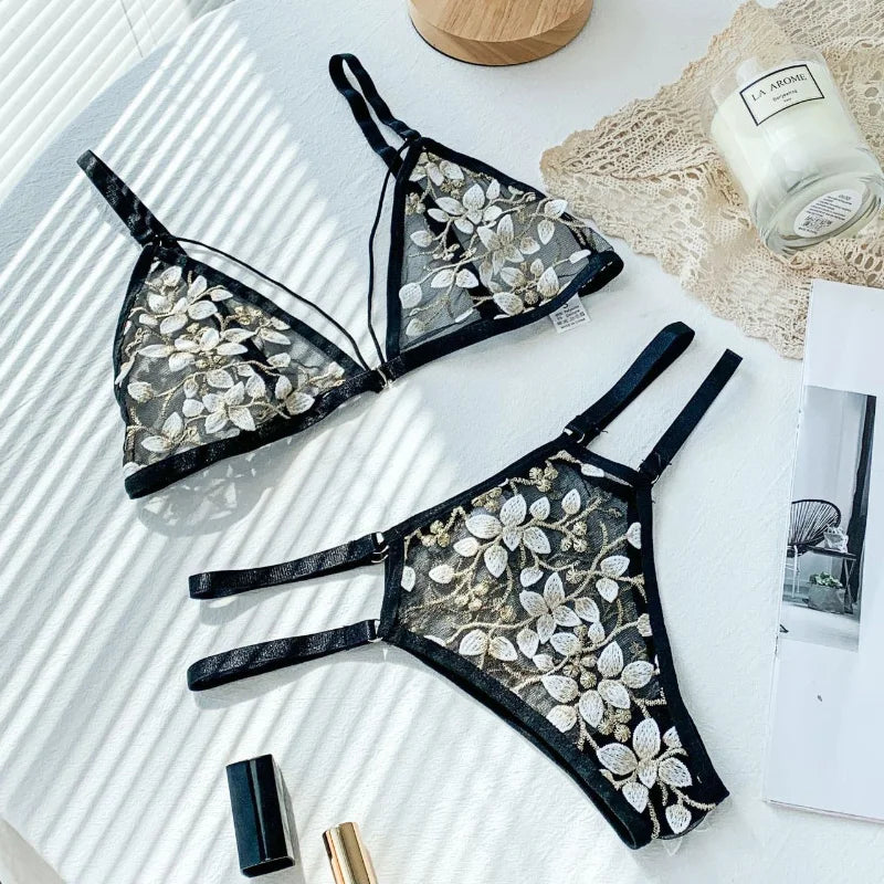 Cherry Blossom Floral Bra & Underwear Set