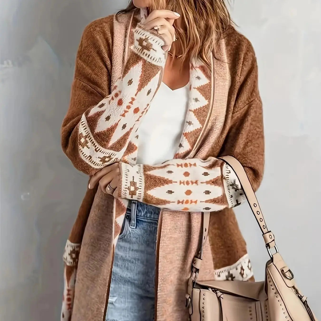 Geometric Print Cardigan