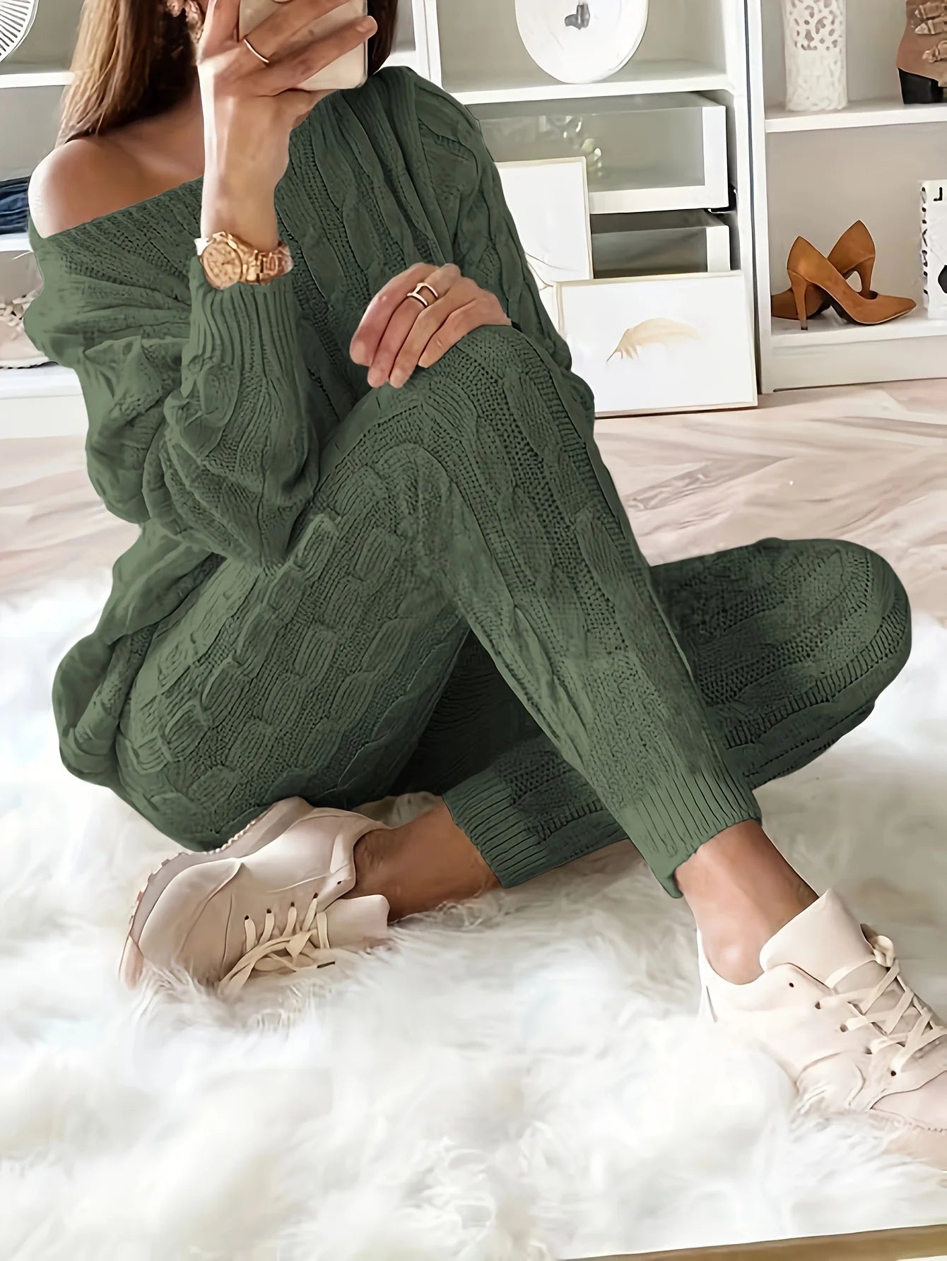 Solid Knitted Matching Two Piece Set