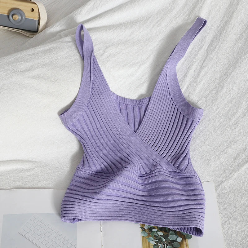 V-Neck Knit Tank Top