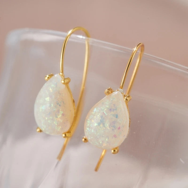 Gold Fire Opal Earrings