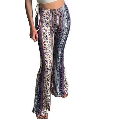 Tribal Paisley Floral Bell Bottom Leggings