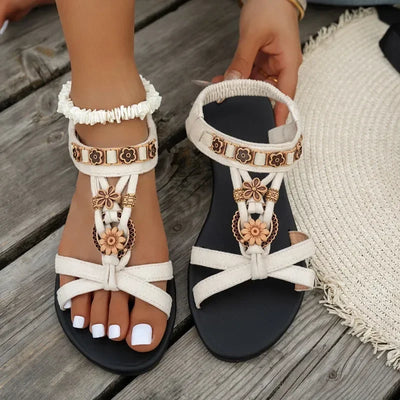 Flower Beaded Bohemian Sandals