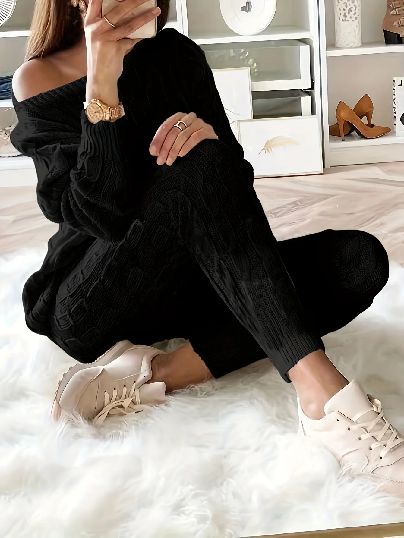 Solid Knitted Matching Two Piece Set