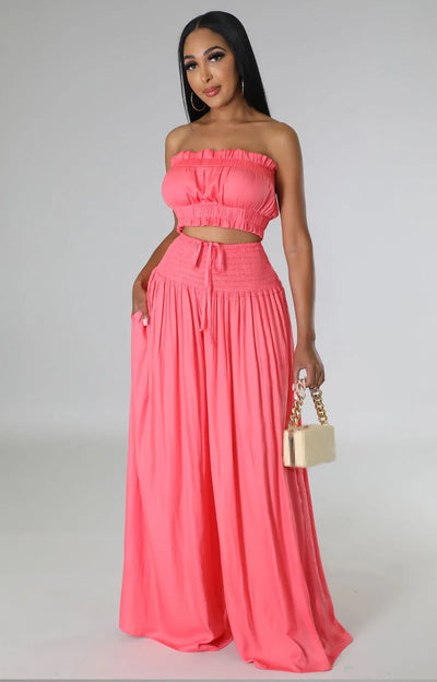 Orlisse Wide Leg Pants & Crop Top Set