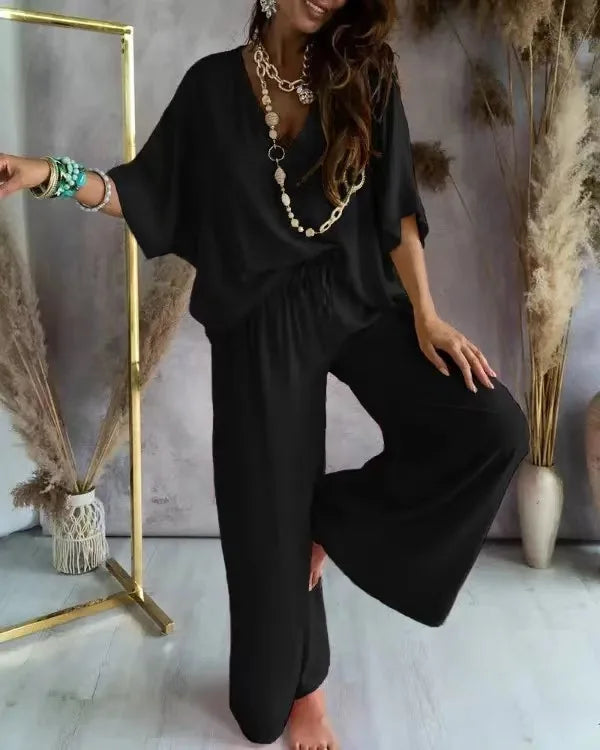 Kaelina Top & Wide Leg Pants Set