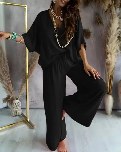 Kaelina Top & Wide Leg Pants Set
