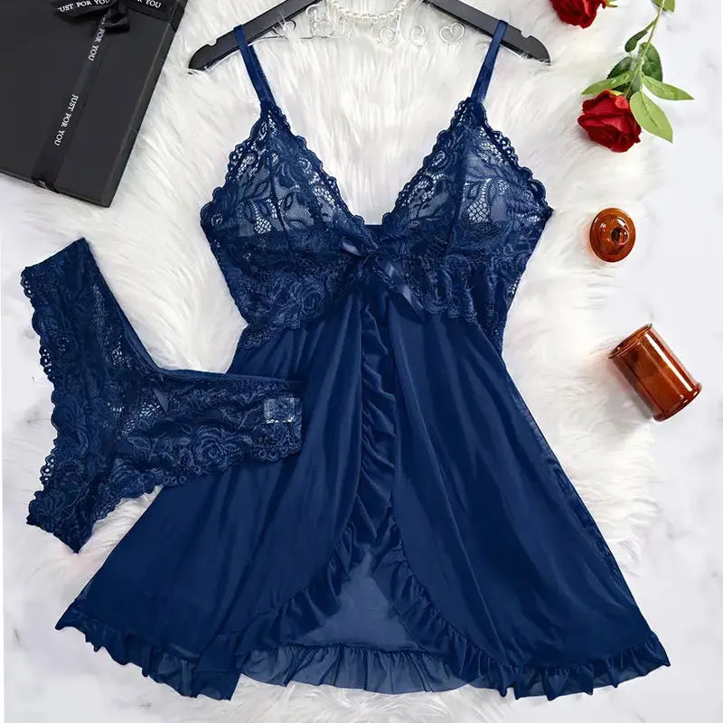 Lace Nightgown & Underwear Set