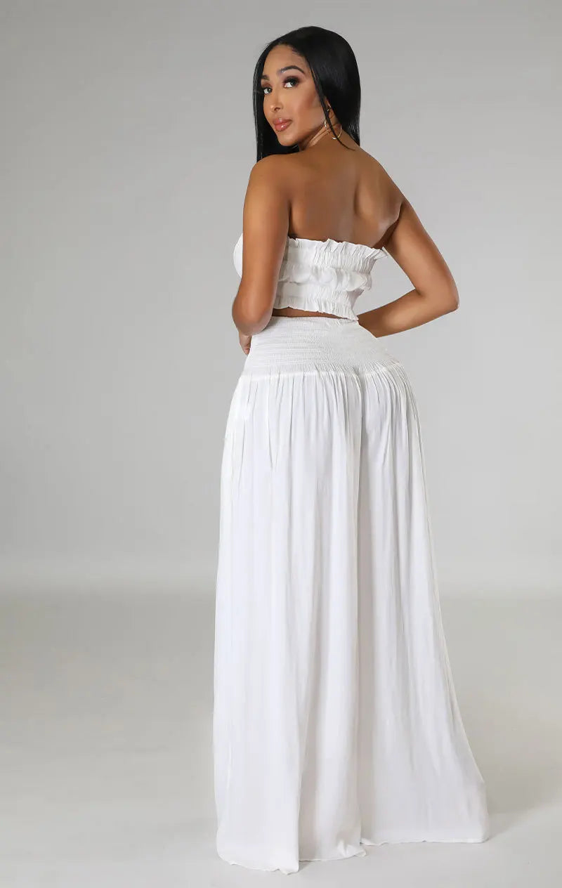 Orlisse Wide Leg Pants & Crop Top Set