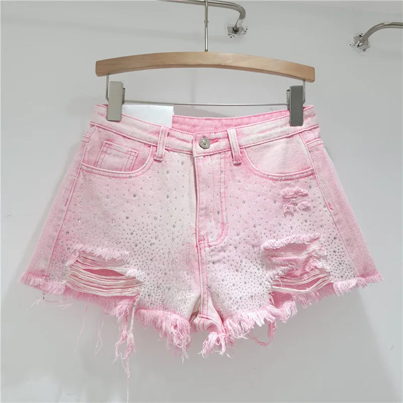 Novaire Bedazzled Denim Shorts