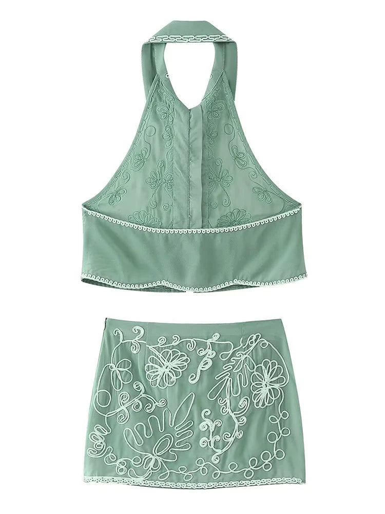 Moss & Moon Embroidered Matching Set