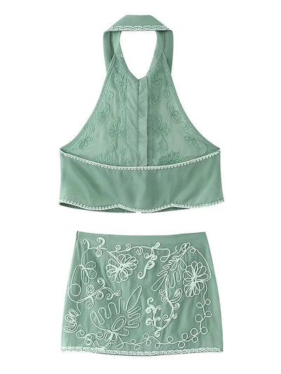 Moss & Moon Embroidered Matching Set