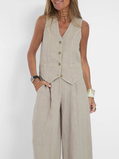 Veyra Vest Shirt & Pants Set
