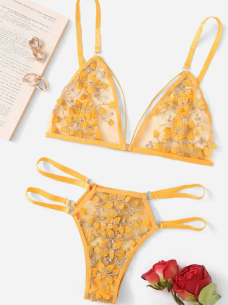 Cherry Blossom Floral Bra & Underwear Set