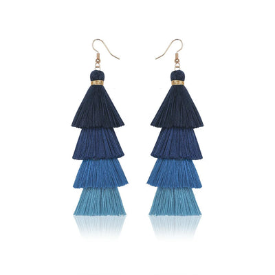 Boho 4 Layered Tassel Drop Earrings