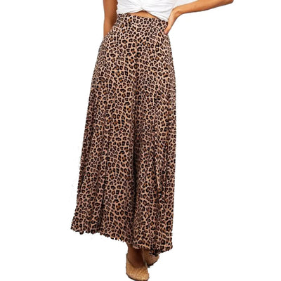 Leopard Print Wide Leg Casual Pants