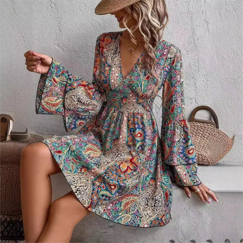 Rustic Paisey Butterfly Sleeve Dress