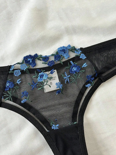 Embroidered Lace Flower Bra & Underwear Set