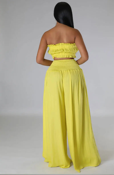 Orlisse Wide Leg Pants & Crop Top Set