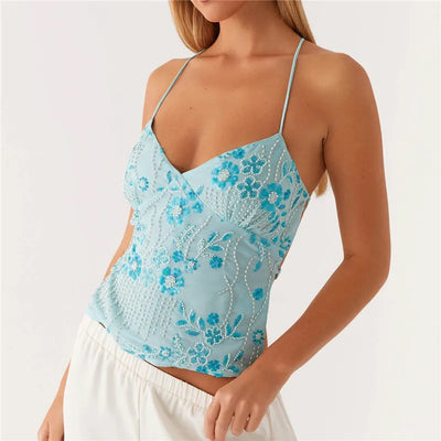 Maeve Sequin Halter Crop Top
