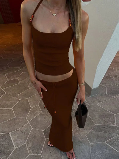 Marigold & Moss Beaded 2 Piece Skirt and Tank Top Set