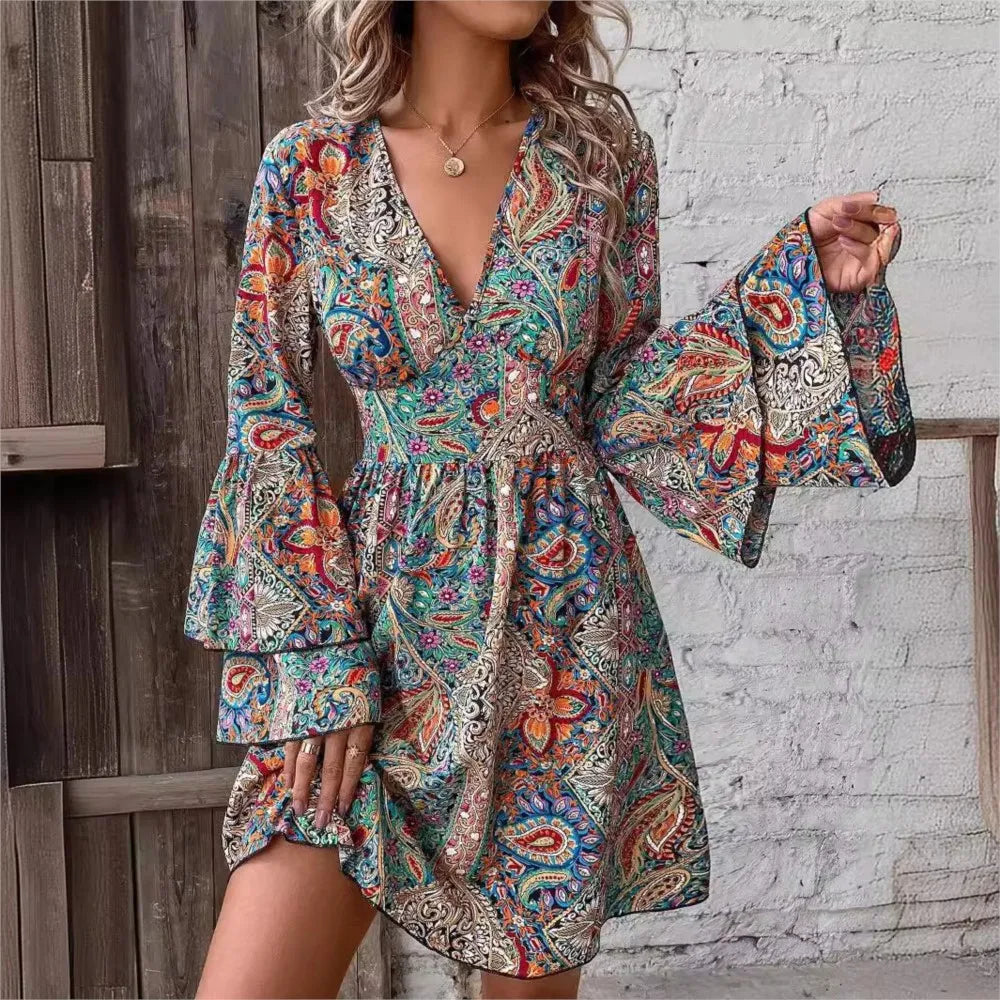 Rustic Paisey Butterfly Sleeve Dress