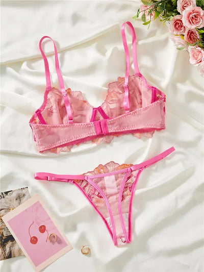 Sunset Embroidered Floral Bra & Underwear Set