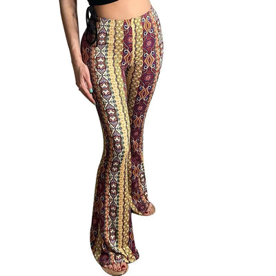 Tribal Paisley Floral Bell Bottom Leggings