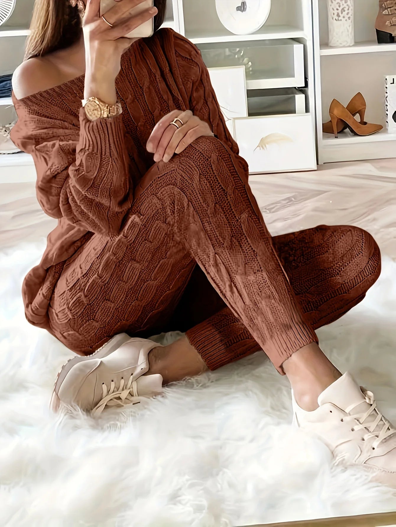 Solid Knitted Matching Two Piece Set
