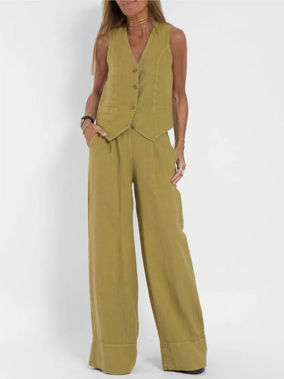 Veyra Vest Shirt & Pants Set