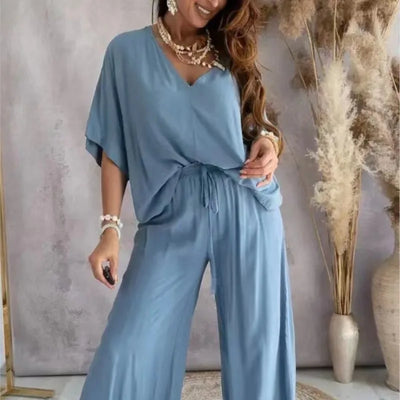 Kaelina Top & Wide Leg Pants Set