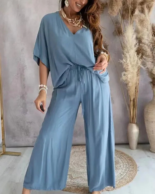 Kaelina Top & Wide Leg Pants Set