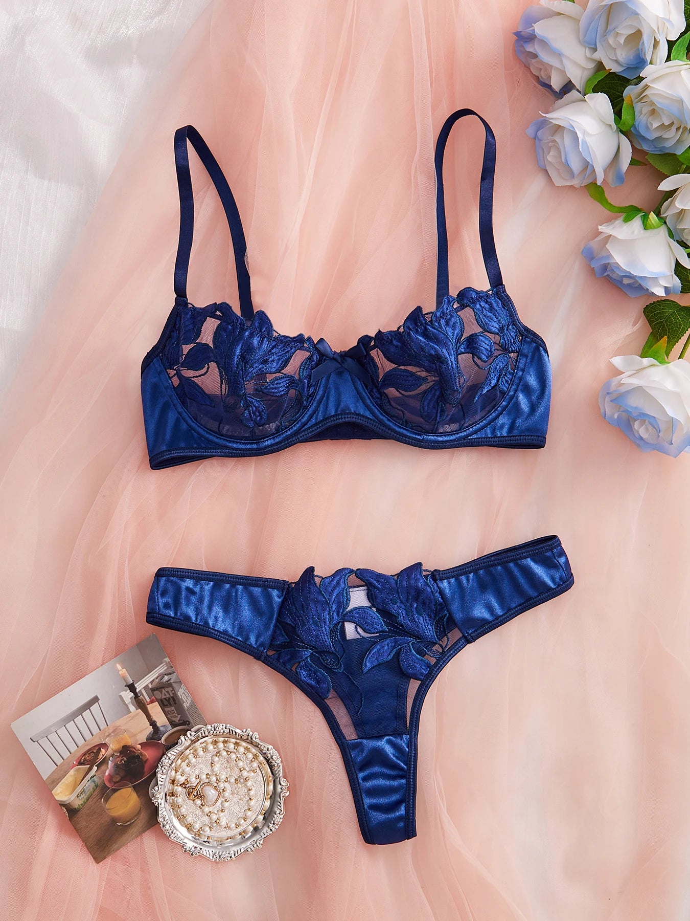 Noir Whisper Bra & Underwear Set