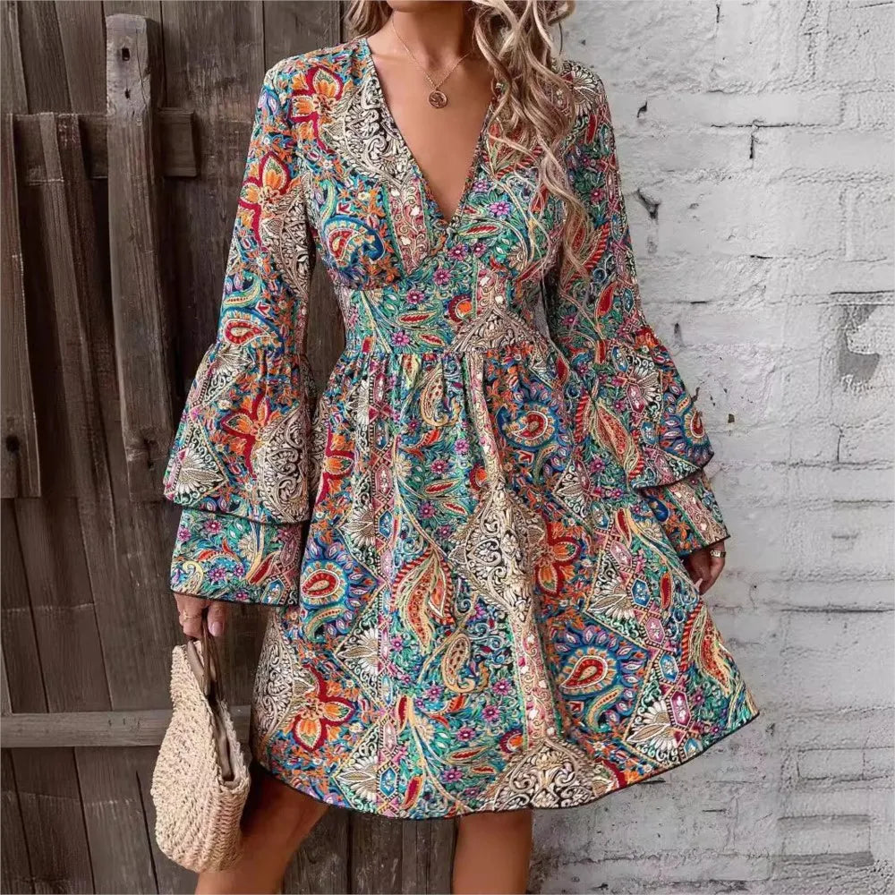 Rustic Paisey Butterfly Sleeve Dress