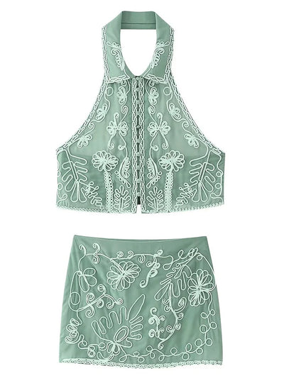 Moss & Moon Embroidered Matching Set