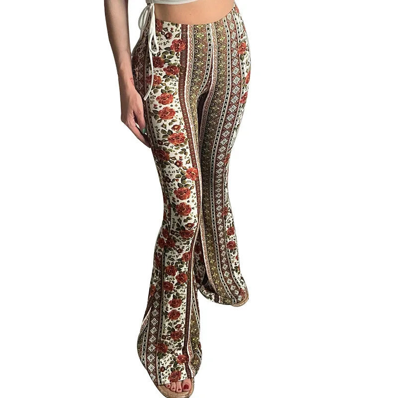 Tribal Paisley Floral Bell Bottom Leggings