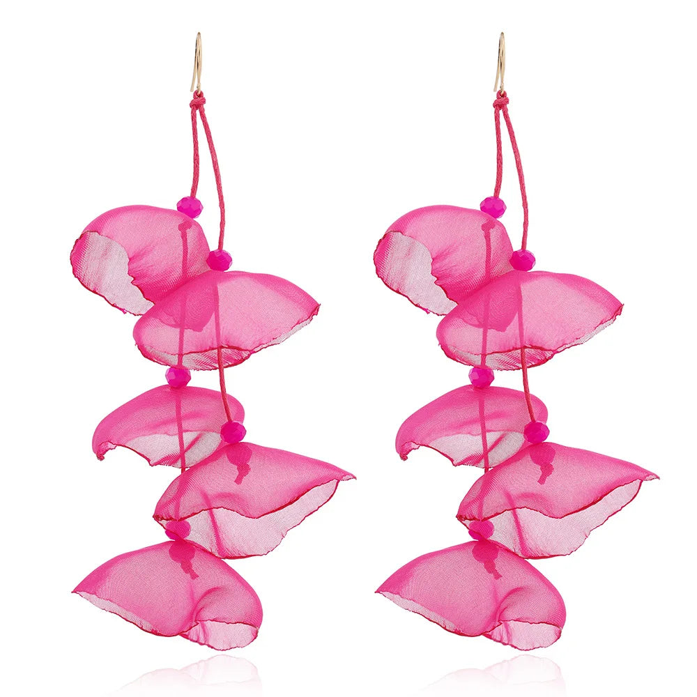 Long Charm Flower Earrings