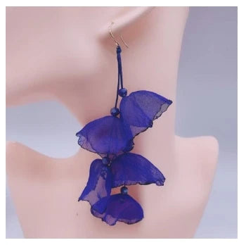 Long Charm Flower Earrings