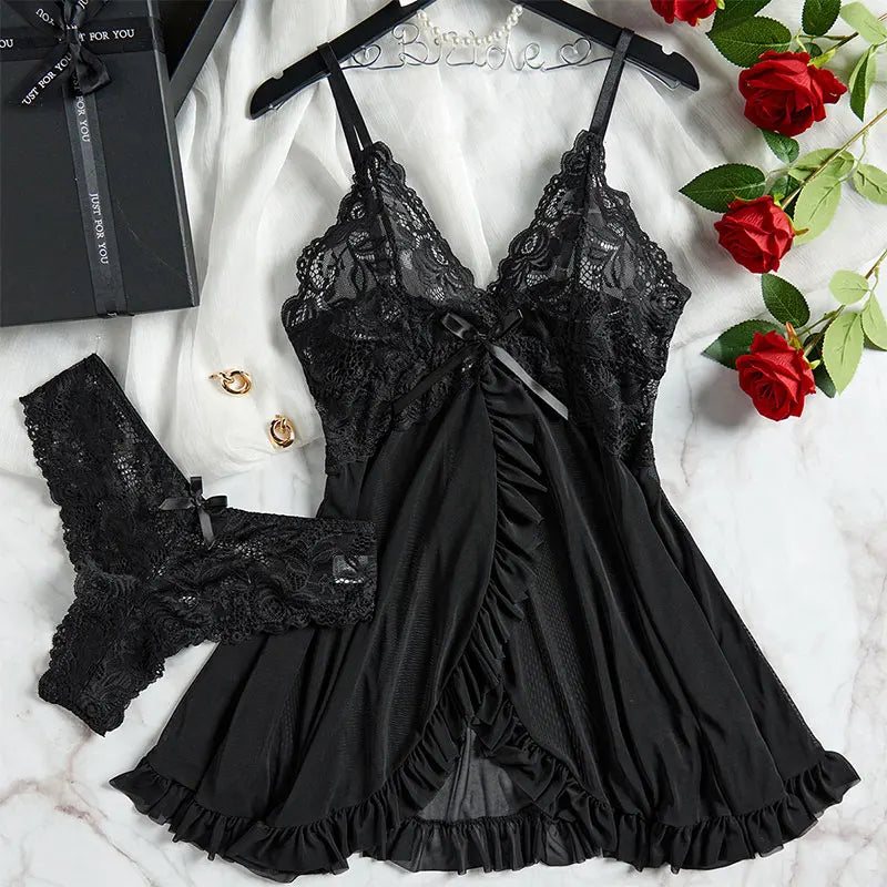 Lace Nightgown & Underwear Set