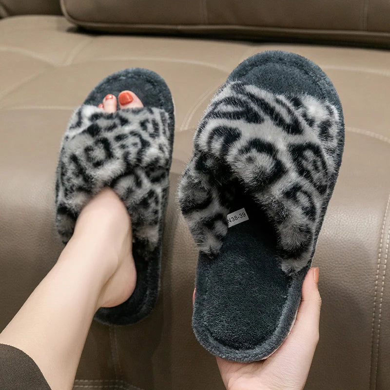 Veloura Open Toe Fuzzy Slippers