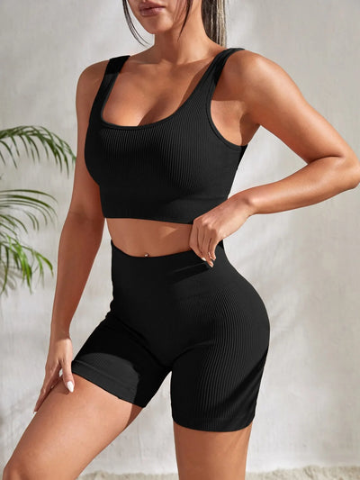 Seamless Ribbed 2 Piece Workout Set