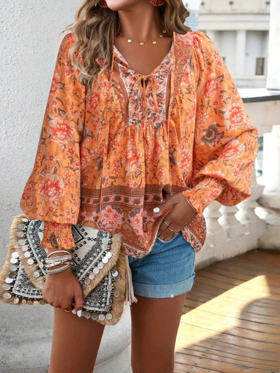 Coral Boho Blouse
