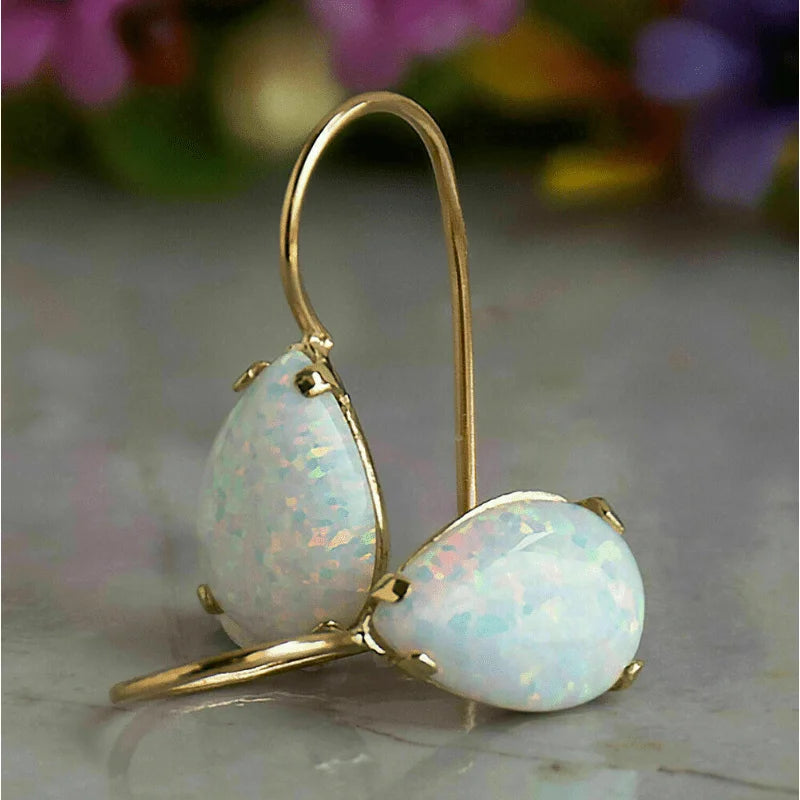Gold Fire Opal Earrings