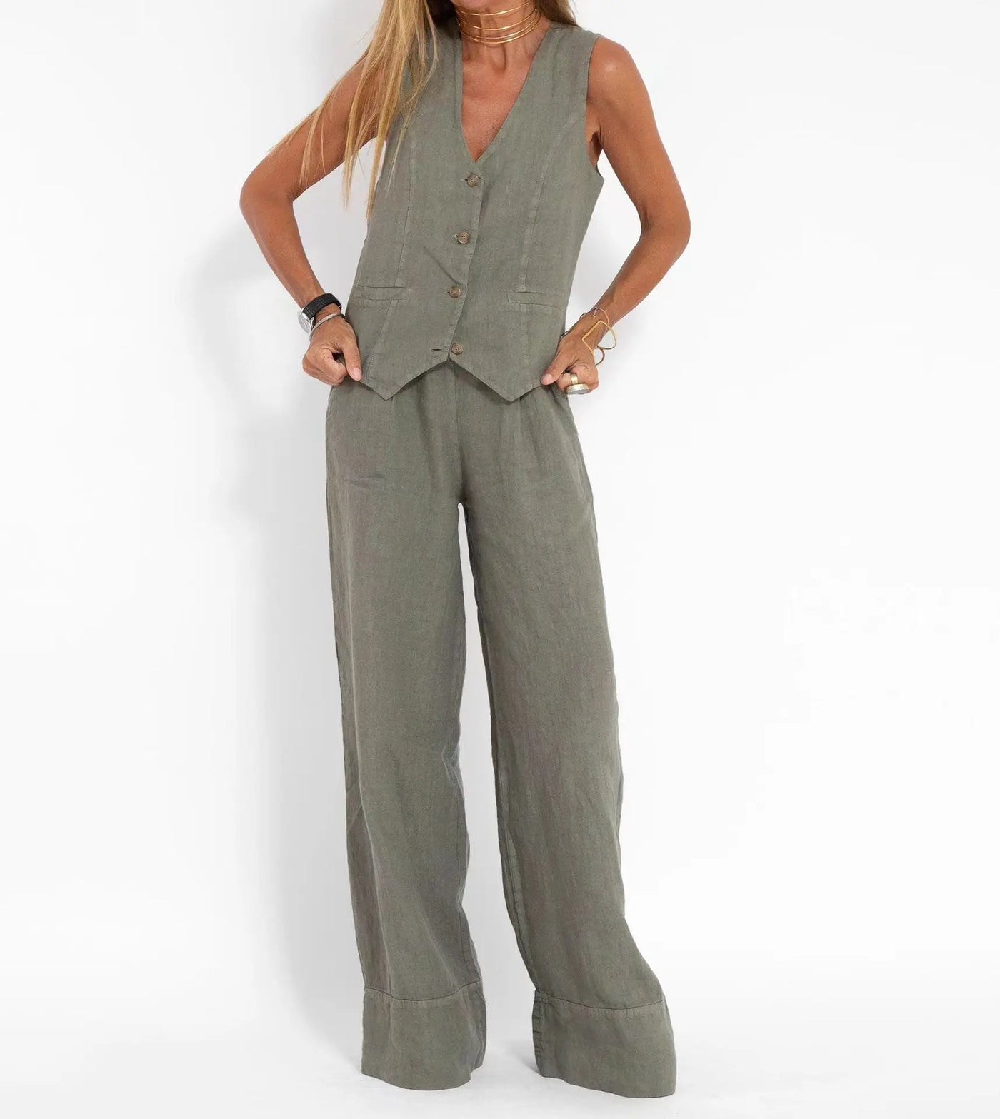 Veyra Vest Shirt & Pants Set