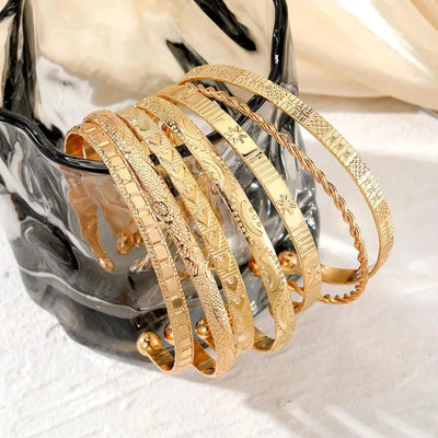 7 Piece Gold Bangle Bracelets Set