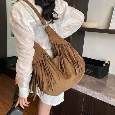 Capri Suede Fringe Shoulder Bag